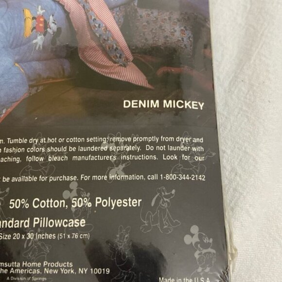 Vtg Wamsutta x Mickey & Friends at Home Denim Mickey Pillowcase 1 Standard USA - Picture 7 of 7